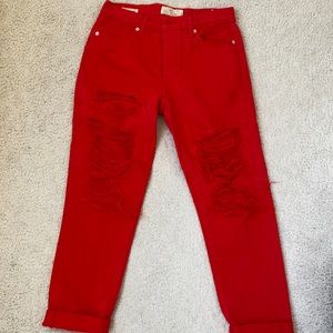Lucky Brand Red Distressed Denim Pants size 2/26